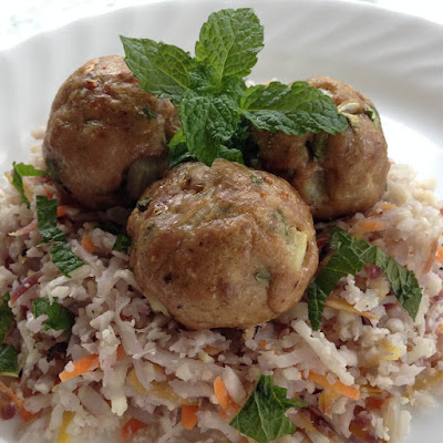 Asian Meatballs with Carrot-Mint Cauliflower Rice recipe