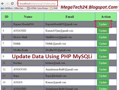 php mysqli update data from database