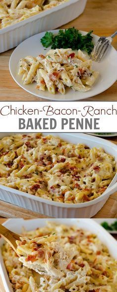 Chicken Bacon Ranch Baked Penne