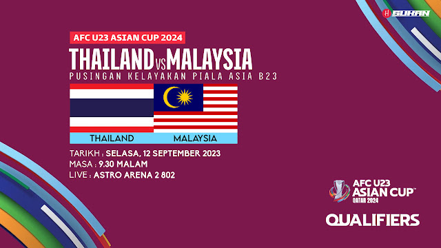Siaran Langsung Live Thailand vs Malaysia Kelayakan Piala Asia B23 (AFC U23) Tahun 2024
