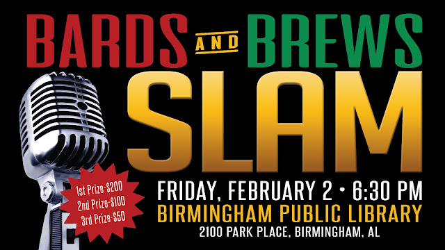 Half flyer advertising the Bards & Brews Slam on Friday, February 2