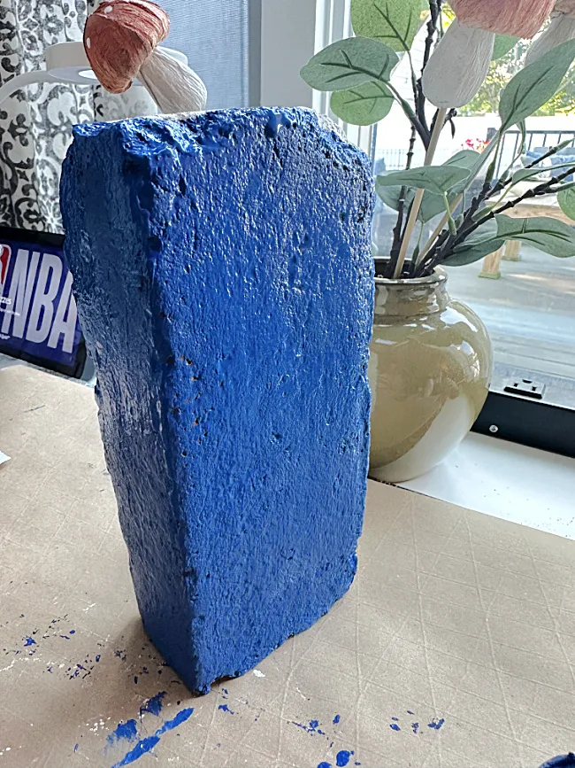 blue painted brick
