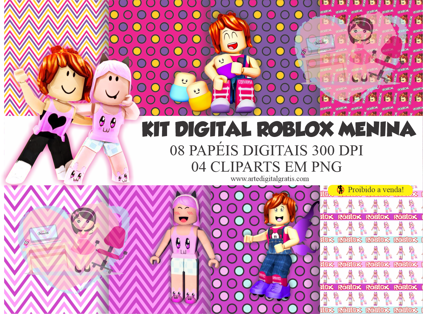 KIT DIGITAL ROBLOX MENINA GRÁTIS - Arte Digital Grátis