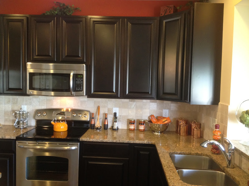 Scottsdale Square Maple Espresso cabinets and canvas backsplash. title=