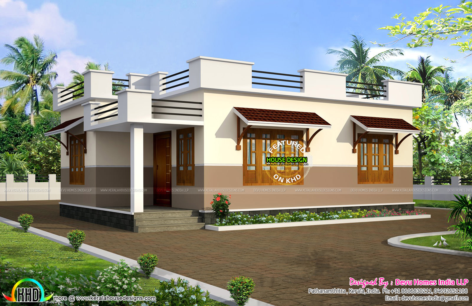 770 sq  ft  west  facing  ow budget home  Kerala home  design 