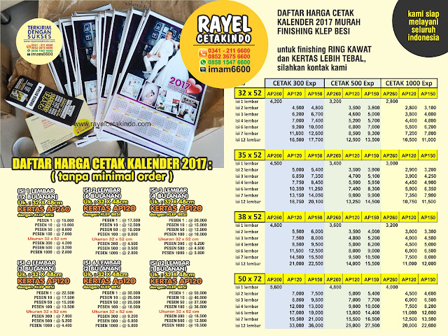 PROMO CETAK KALENDER MURAH 2017