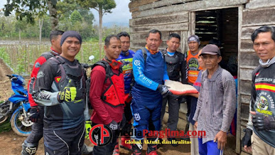 Kendarai Motor Trail, Kapolres Lambar Bersama Dandim dan Komunitas Motor Beri Batuan Di Daerah Pelosok