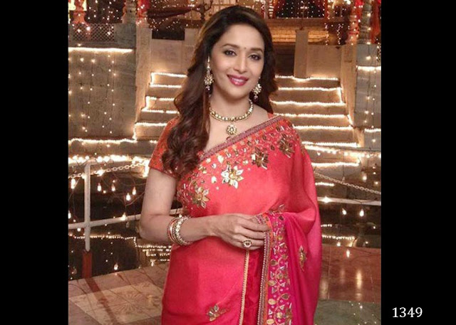 1349-Madhuri Eternal beauty Madhuri Dixit Nene spotted in an alluring red colour saree.