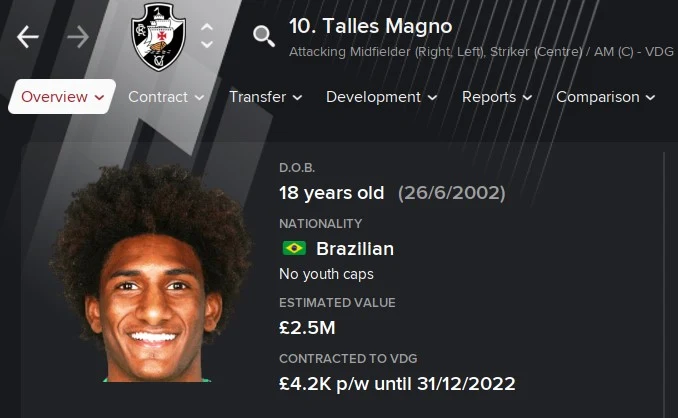 Talles Magno FM21 Football Manager 2021 Wonderkid