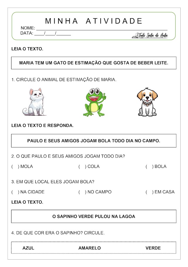 Interpretação de texto para educação infantil