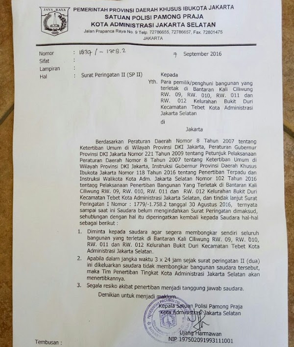 LBH: Pemprov DKI Hina Pengadilan, Keluarkan SP2 ke Bukit Duri