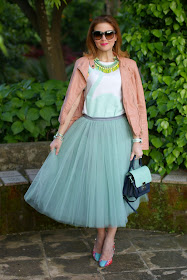 midi tulle skirt, mint tulle skirt, Sodini necklace, swan t-shirt, Miu Miu inspired bag, Fashion and Cookies, fashion blogger