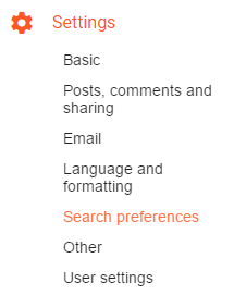 search preferences blogger