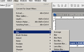 filter rendering blur effet on photoshop