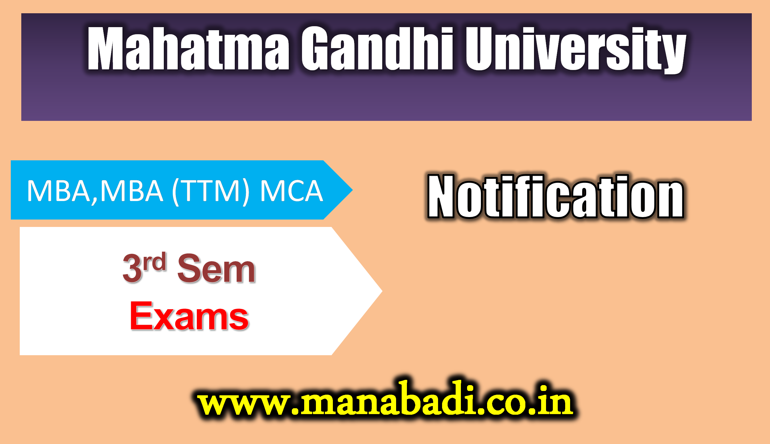 Mahatma Gandhi University MBA MBA(TTM) & MCA 3rd Sem Reg Nov -2023 Notification