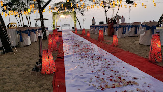 aisle decor beach wedding with hanging lights