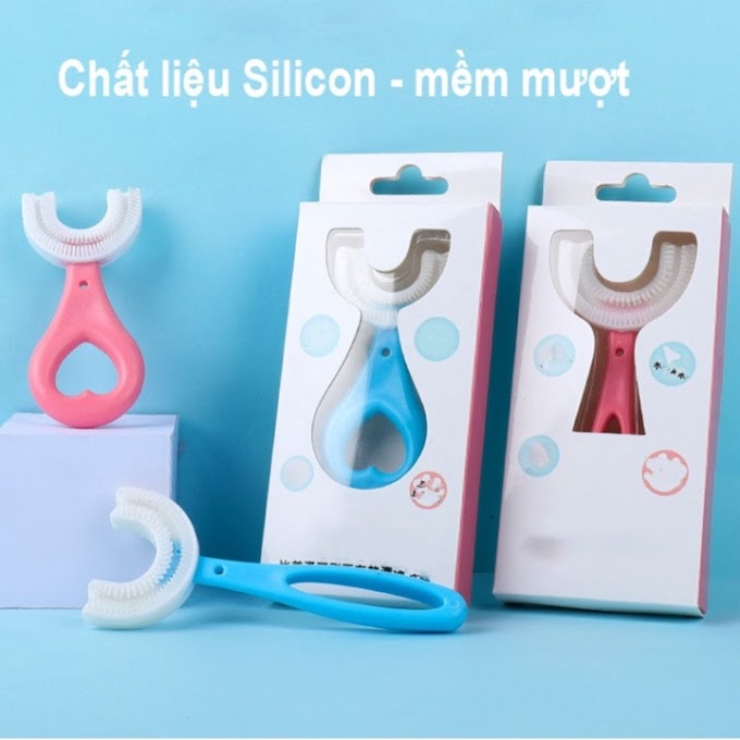 [ nhatduongtreem ] Bàn chải đánh răng cho bé chữ u chất liệu Silicon chịu được lực cắn, cho bé từ 1 tuổi - 6 Tuổi