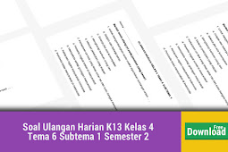 Soal Ulangan Harian K13 Kelas 4 Tema 6 Subtema 1 Semester 2