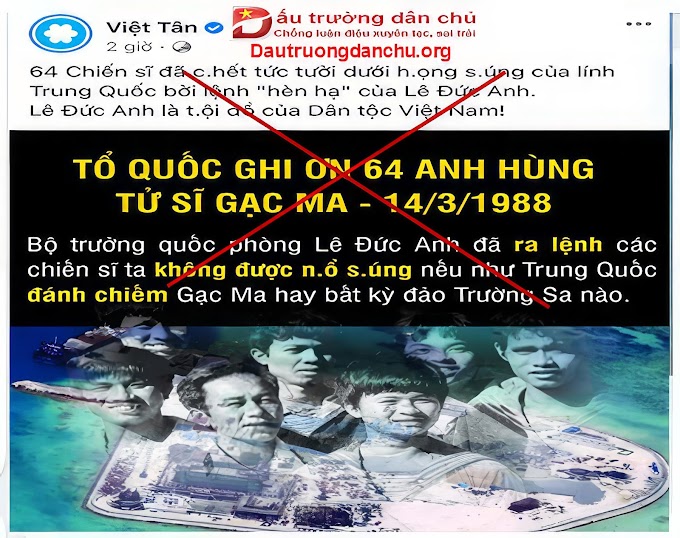 Việt Tân cố tình lợi dụng sự kiện Gạc Ma để xuyên tạc
