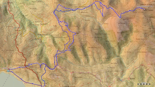 Mapa de la Ruta Ruta de Mountain Bike Peñas Ojastras Corconte