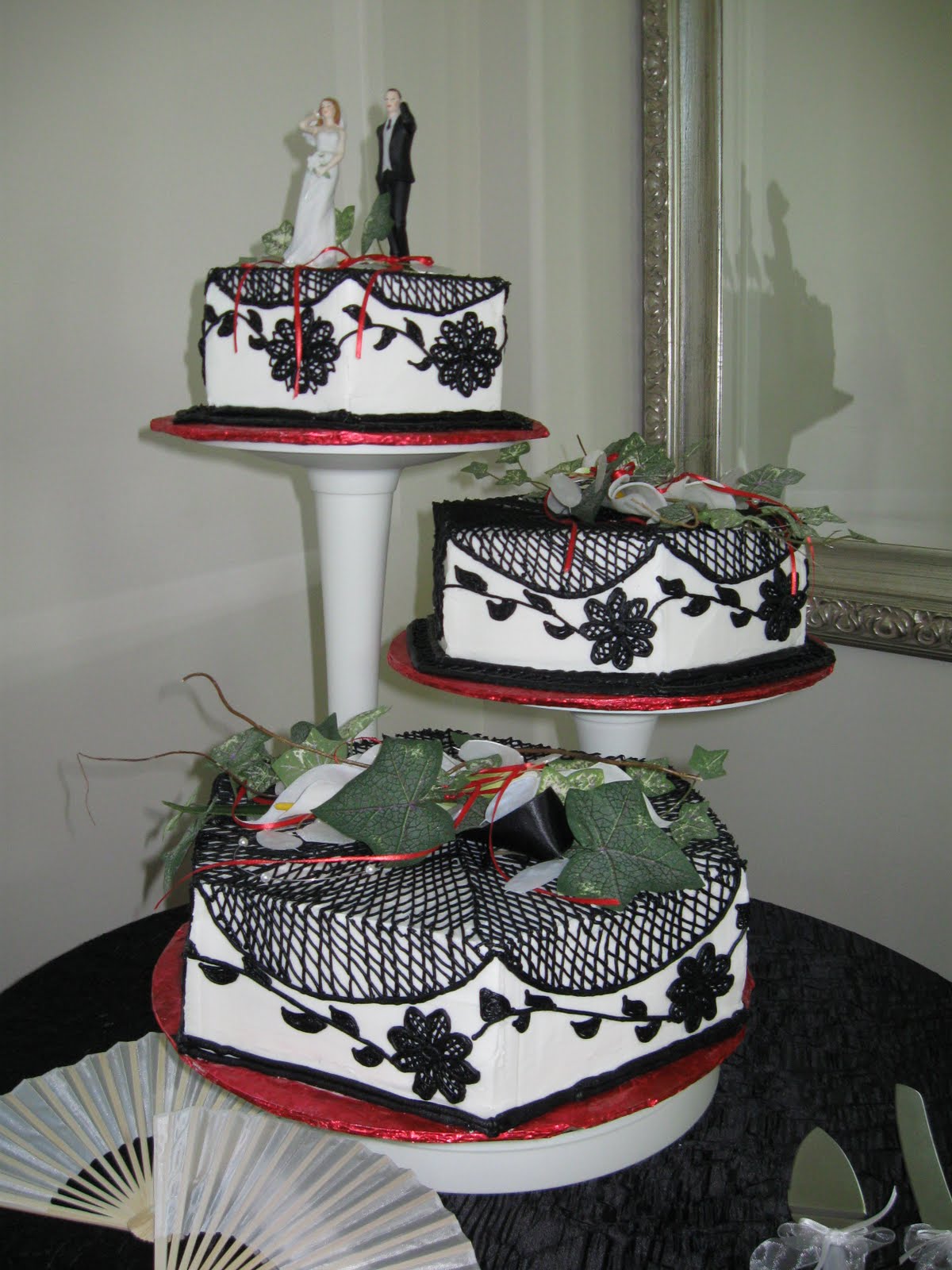 Black, white and red wedding