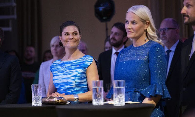 Crown Princess Mette-Marit wore a new dress by Countess Ebba von Eckermann. Crown Princess Victoria wore a blue dress by MaxJenny