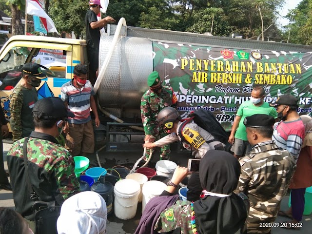 HUT Ke-3  Hipakad Gandeng Pemdes dan Koramil bagikan air bersih dan Sembako