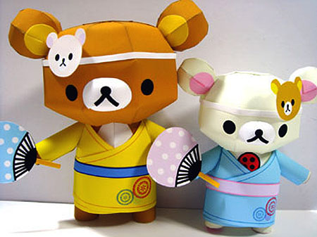 2011 Rilakkuma Yukata Papercraft Relax Bear Summer Kimono