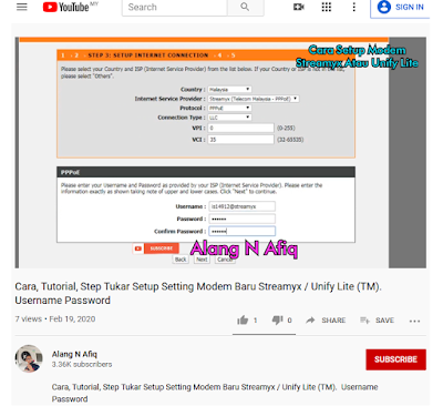 Cara, Tutorial, Step, Tukar Setup / Setting Modem Baru Untuk Pengguna Streamyx / Unify Lite (TM)