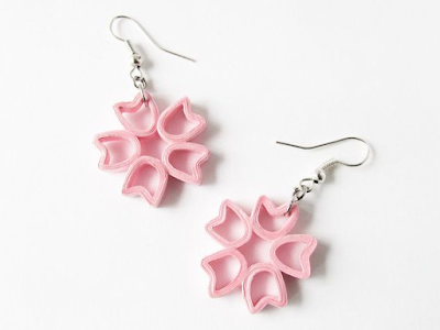 Rose cute tear drop earrings for kids - Quillingpaperdesigns