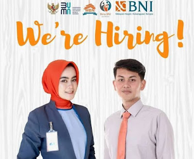 We're Hiring!!!! Program Magang Bina BNI 2022 Kualifikasi umum:  Usia maksimal 25 tahun pada saat pendaftaran  Single  Tinggi badan minimal untuk laki-laki 165cm dan perempuan 155cm  Pendikan minimal SMA-S1 dengan syarat nilai akhir SMA 7 dan Ipk 2,5  Tidak pernah terlibat narkoba atau pelanggaran hukum lainnya disertai dengan SKCK  Sehat jasmani dan rohani dan tidak buta warna dilengkapi dengan surat keterangan dokter  Wajib sudah vaksin Covid 19 dosis ketiga dilengkapi dengan sertifikat vaksin  Info lowongan ini diperoleh dari www.loker-pati.com  Silahkan kirim lamaran anda ke BNI Cabang Cepu Jl  Pemuda No. 76, Kel. Cepu, Kab. Blora, Jawa Tengah Pendaftaran dibuka mulai tanggal 12-17 April 2022 bit.ly/bnicepu