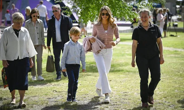 Princess Madeleine wore a pink wool and cashmere blend jacket by RED Valentino. Veronica Beard Toyama knit cardigan