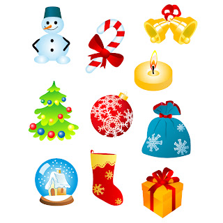 美しいクリスマス飾りのセット beautiful christmas ornaments vector イラスト素材2