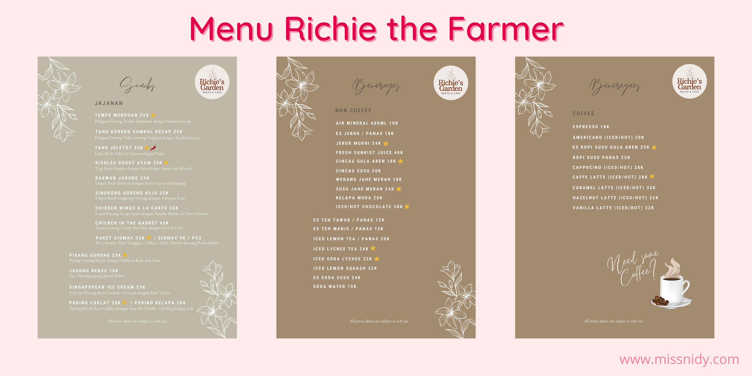 richie the farmer menu