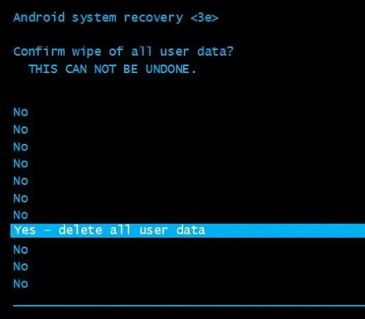 Konfirmasi Wipe Data hp Android