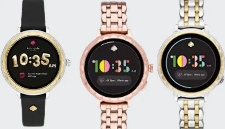 Photo of three versions of Kate Spade Women's watches in gold, silver and black with a leather strap