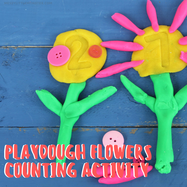 Playdough flowers counting activity