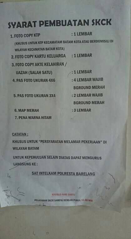 7 Syarat Pengurusan SKCK Melamar Kerja di Batam