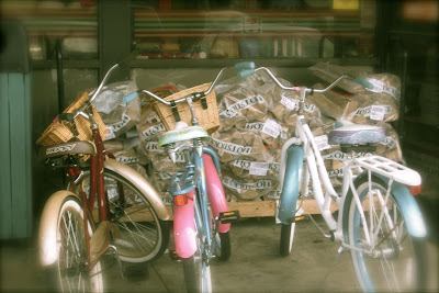 Vintage Bicycles with baskets  at 7-11