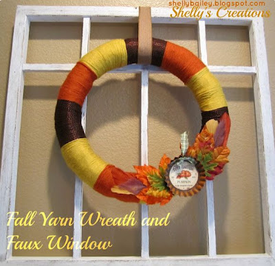 Fall Yarn Wreath and Faux Window