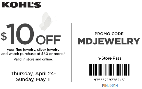 Kohl's Coupon: 10 Off 50 Jewelry  Watch