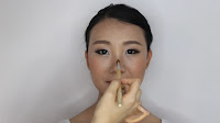 Modern Oriental Bridal Makeup - Highlight with sunshine color on forehead, nose bridge, around eyes and above lips area