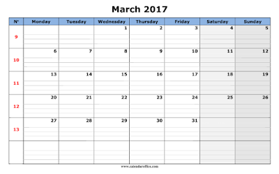 March Calendar 2017