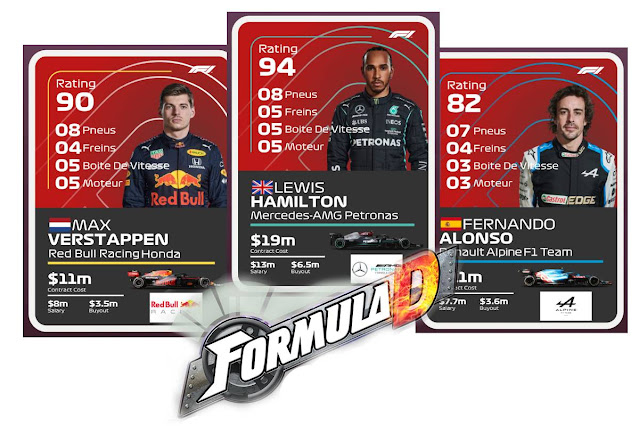 Tarjetas y coches de F1 2021 para Formula D