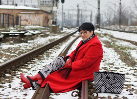 Red style, Red long coat, Winter 2018 