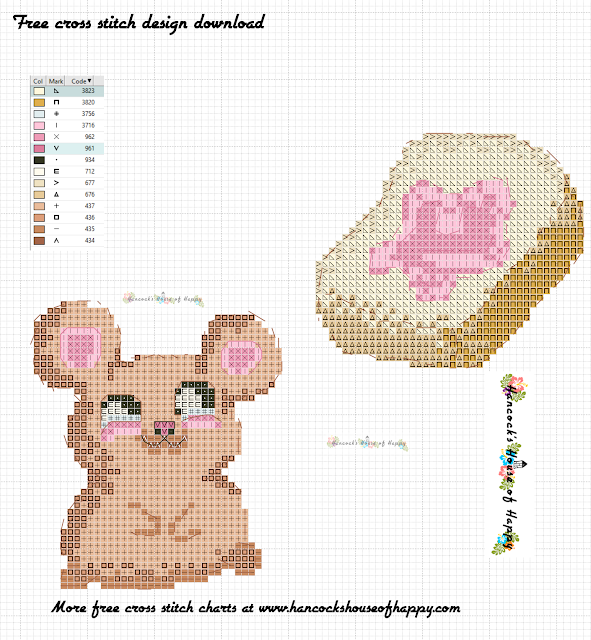 Free Kawaii Mouse Cross Stitch Pattern. Cute Hungry Mouse Cross Stitch.