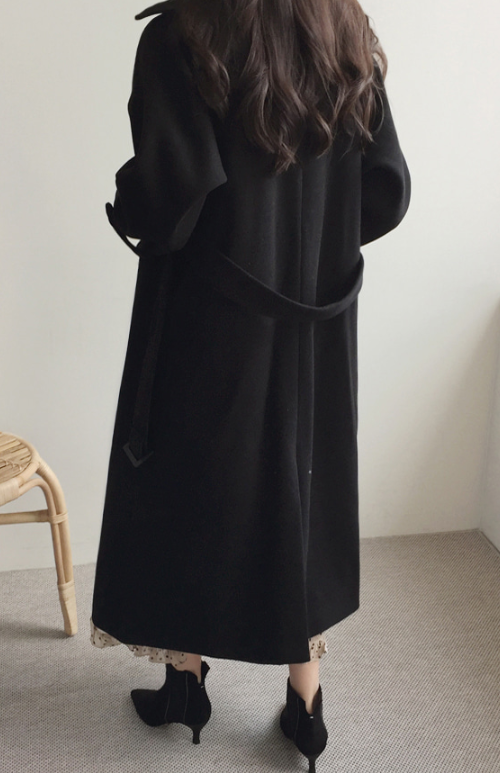 Single-Breasted Raglan Sleeve Belted Coat