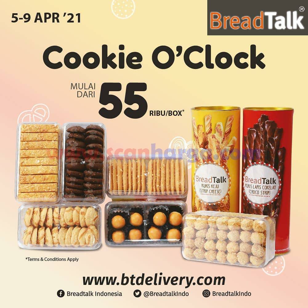 Breadtalk Promo Cookie O'clock harga mulai dari Rp 55 Ribu /box