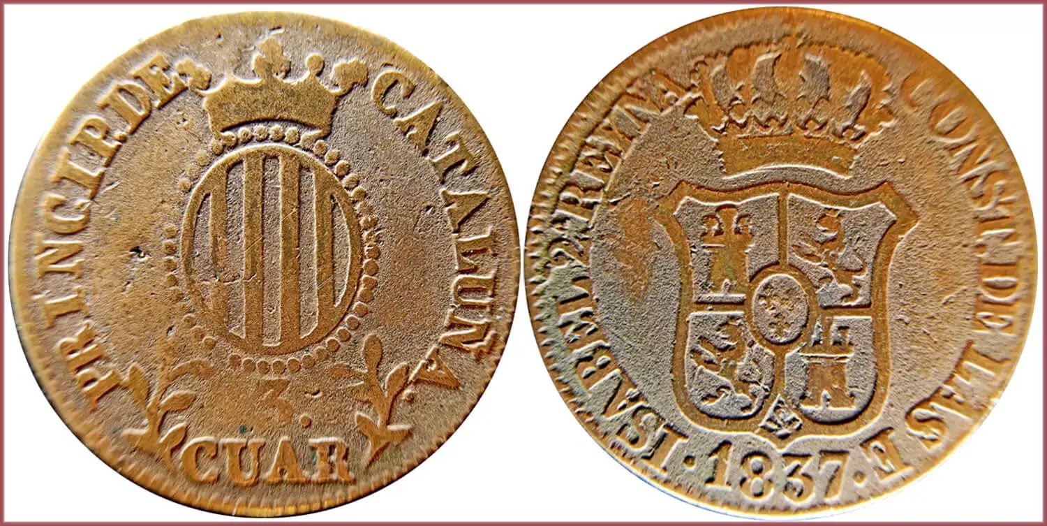 3 cuartos, 1837: Principality of Catalonia (Spain)