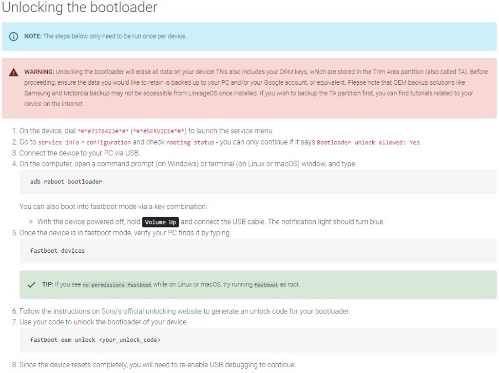 تعليمات لفتح Bootloader لهاتف Sony Xperia Z